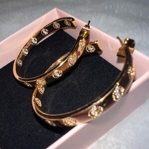 MUST GO 🔥SALE. Gold Hoop Earrings with Crystal Smiley Face Accents
